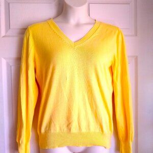 Basic Editions Yellow Lightweight V Neck Sweater